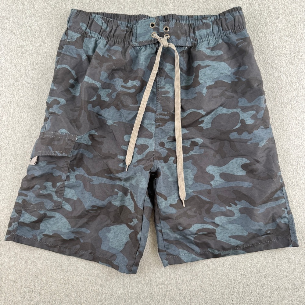 Stillwater Supply Co Swim Trunks Mens M Blue Camo Board Shorts Mesh Lined Cargo
